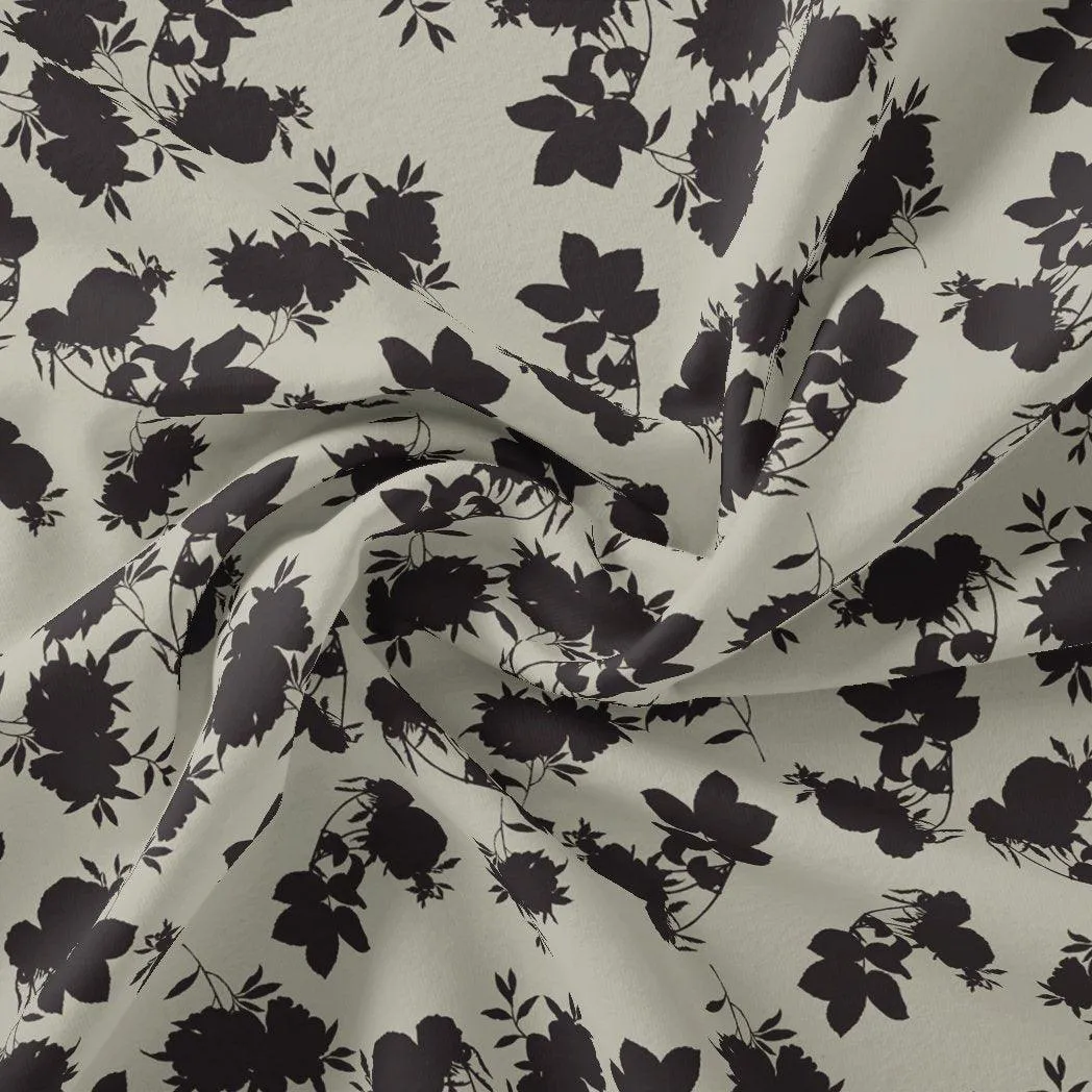 Black Floral Flower Digital Printed Fabric