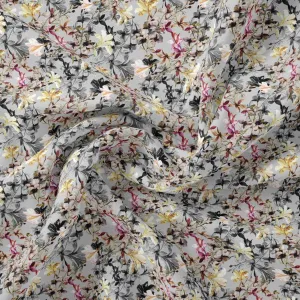 Calico Flower Yellow And Purple Floral Digital Printed Fabric