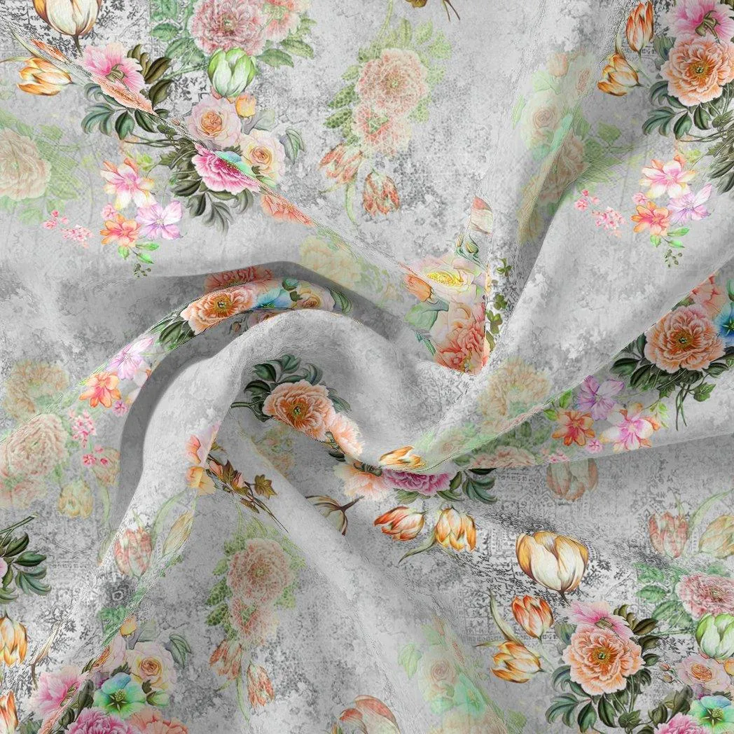 Colico Blue Rose With Purple Digital Printed Fabric