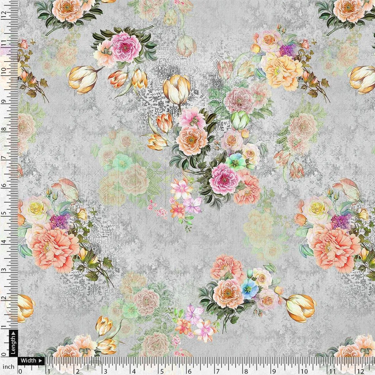 Colico Blue Rose With Purple Digital Printed Fabric